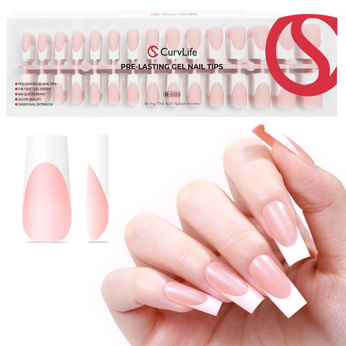 French Tips 150pcs CurvLife X-Pro Soft Gel Tips X004ERO8ZJ-150PCS