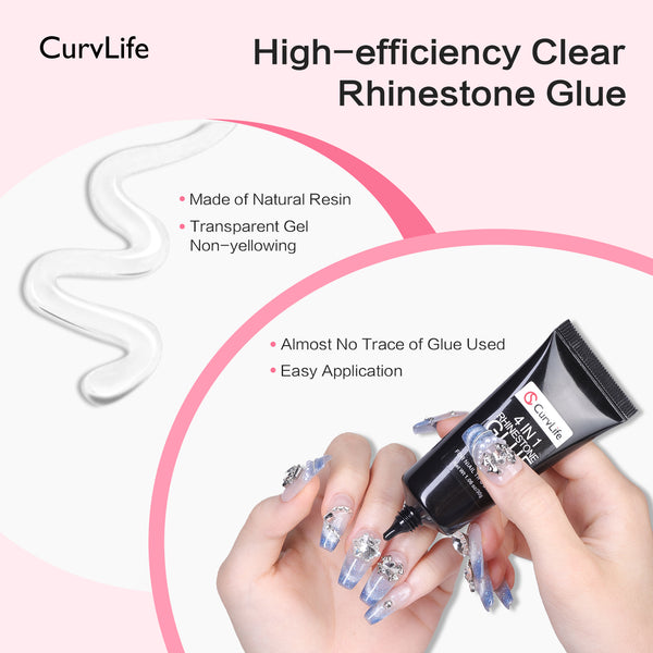 4 in 1 Nail Art Kleber Strasssteine 3D Designs und Dekorationen