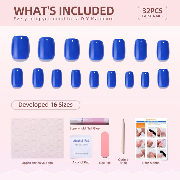 Gel-Press-On-Nägel, 16 Größen, 32-teiliges Set, F056 MH-5