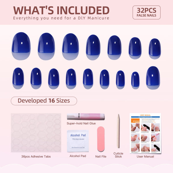 Gel-Press-On-Nägel, 16 Größen, 32-teiliges Set, F011 MH-4