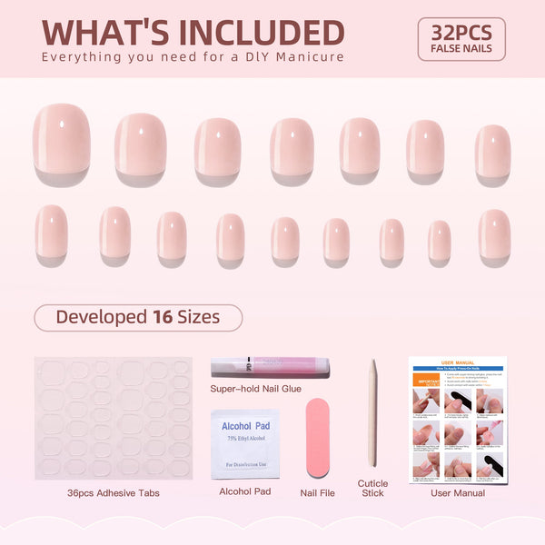 Sale Gel Press On Nails 16 Sizes-32 Pcs Kit A449 SH-4