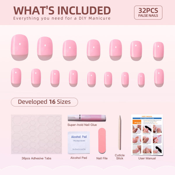 Gel Press On Nails 16 Sizes-32 Pcs Kit A321 SH-4