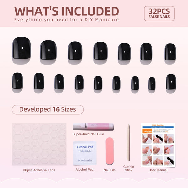 Gel Press On Nails 16 Sizes-32 Pcs Kit X004TW5JM5