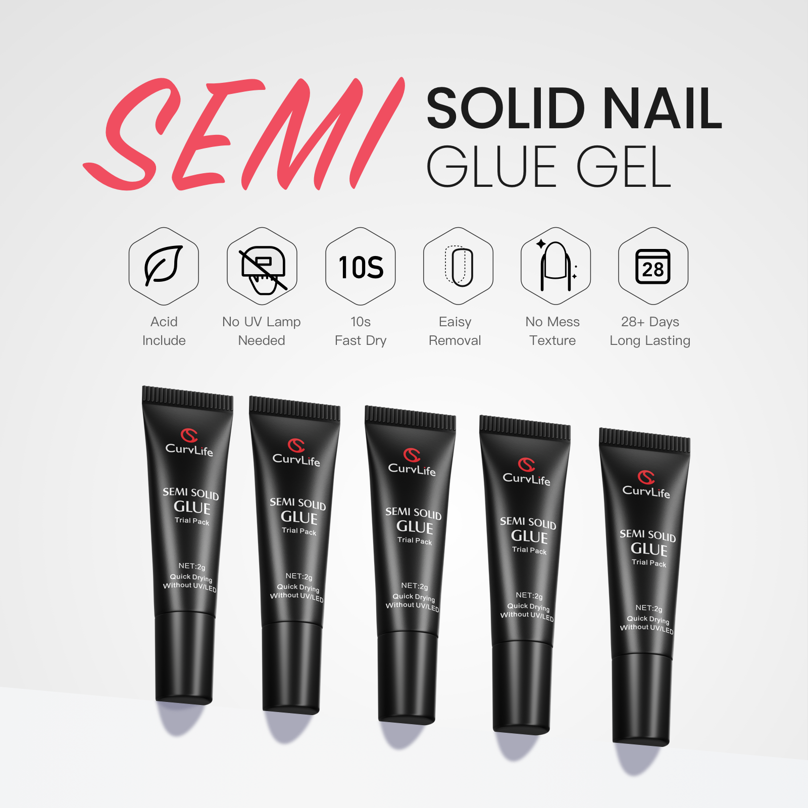2g5pcs Semi-Solid Nail Glue Kit