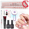 French Tips Kit ¨C 150pcs CurvLife X-Pro Soft Gel Tips with Pre-Applied Primer, Matte & Glossy Top Coat, Solid Nail Glue Gel, UV LED Lamp, Nail File, Brush & Tools ZT-026-03-Kit