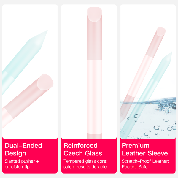 Glass Cuticle Pusher - Dual Ended Manicure Stick