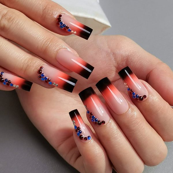 24 Stück/Set Press-On-Nägel CZ462-B7