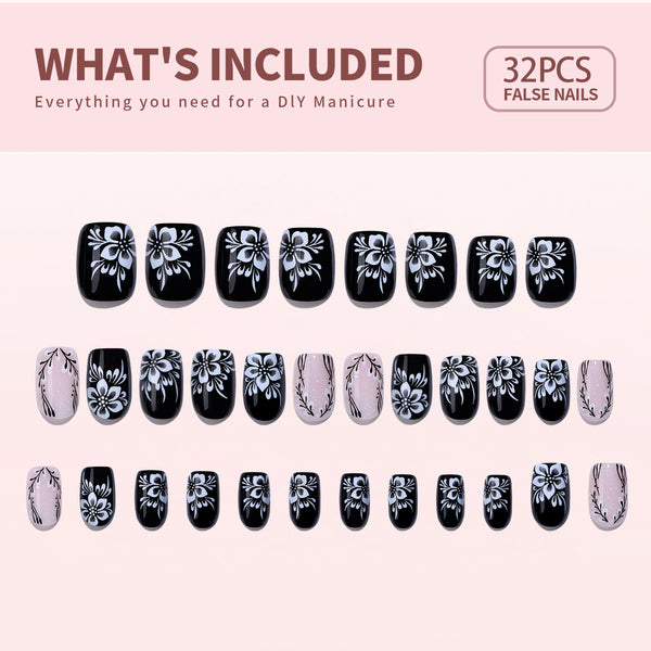 24 Stück/Set Press-On-Nägel CZ462-B7