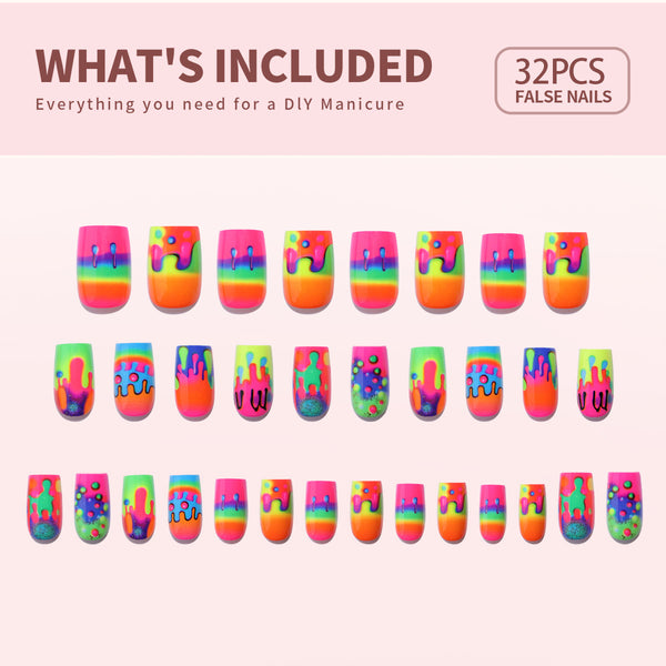 Gel-Press-On-Nägel, 16 Größen, 32-teiliges Set, X004LBOO2Z