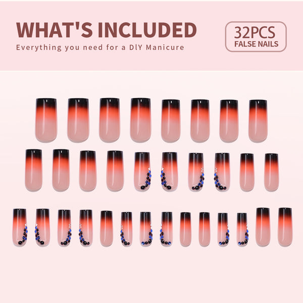 24 Stück/Set Press-On-Nägel CZ462-B7