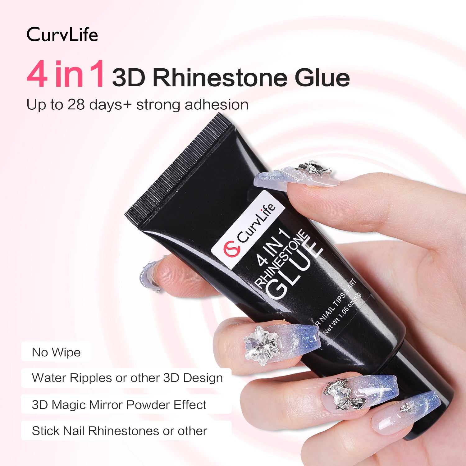 4 in 1 Nail Art Glue Rhinestones 3D Designs and Decorations
