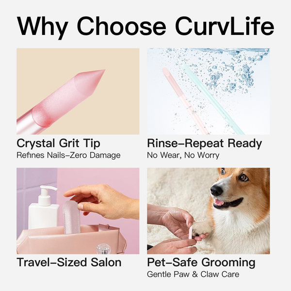 Glass Cuticle Pusher - Dual Ended Manicure Stick