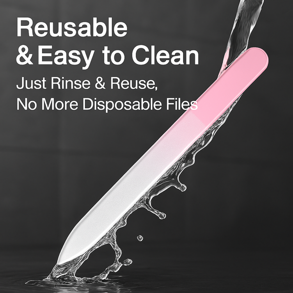 Gentle Glass Nail File for Natural Nails– Crystal Nano Filer, Smooth & Non-Damaging
