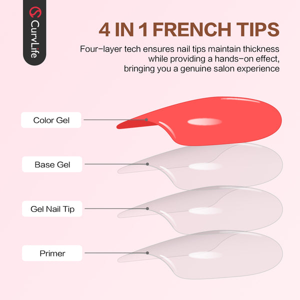 French Tips 300Pcs |15 Sizes |10 Sets Long Square Nail