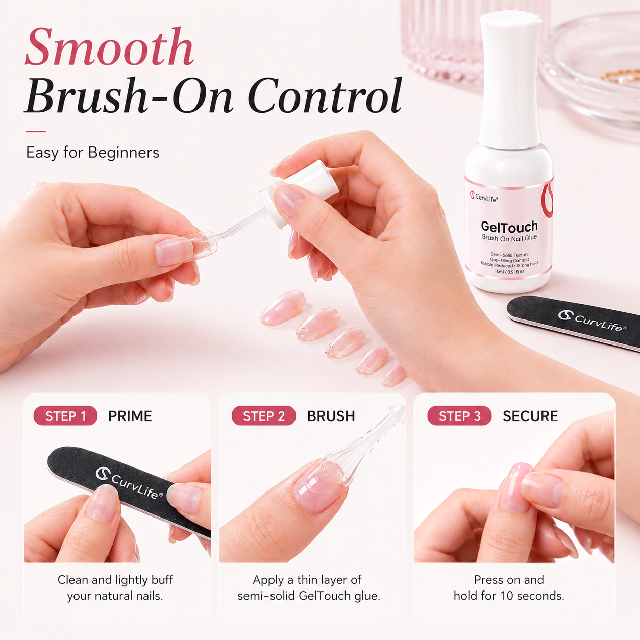 Gel Touch Brush-On Nail Glue