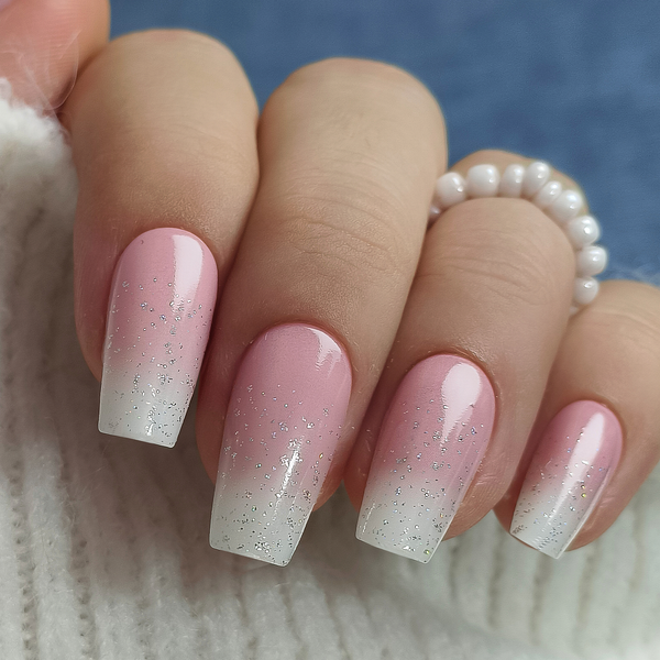 Subtle Glitter White Peach