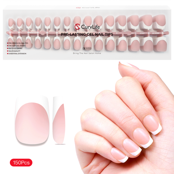 French Tips 150pcs CurvLife X-Pro Soft Gel Tips X004ERL393-150PCS