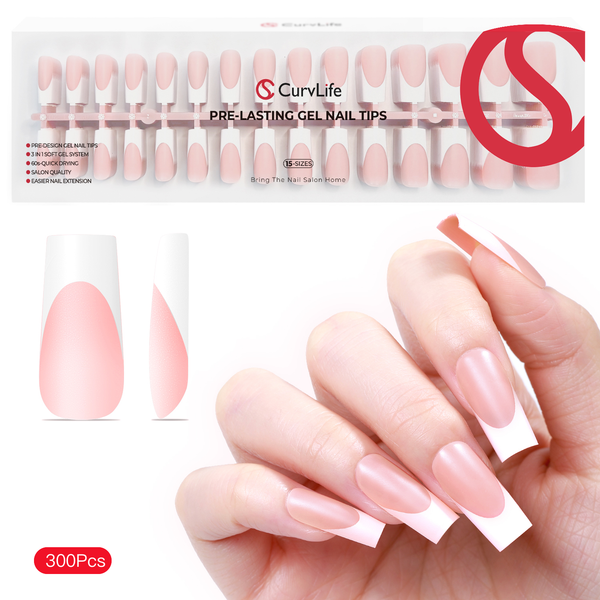 French Tips 300Pcs |15 Sizes |10 Sets Long Square Nail