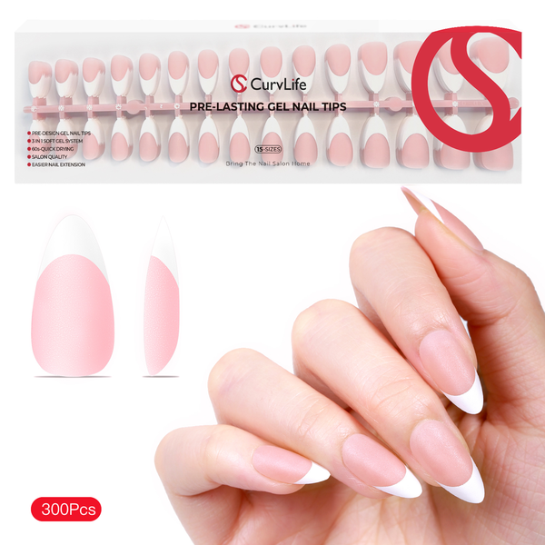 French Tips 300Pcs |15 Sizes |10 Sets Long Square Nail