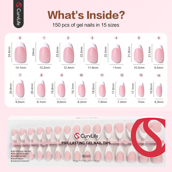 French Tips 150pcs CurvLife X-Pro Soft Gel Tips X004ERO9D5-150PCS