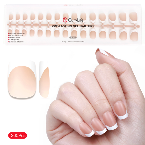 French Tips 300Pcs |15 Sizes |10 Sets Long Square Nail