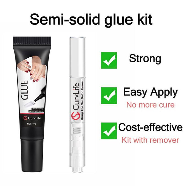 Semi-solid glue New Upgrade Super Strong Quick drying with remover kit for nails