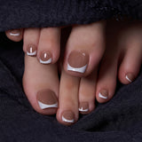 Latte French - Squoval Toenails