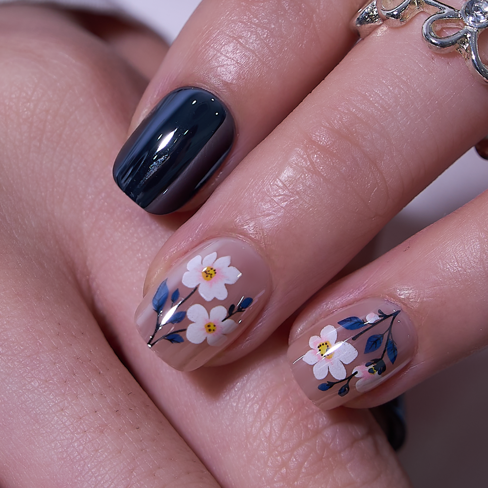Navy Blossom - RS Squoval