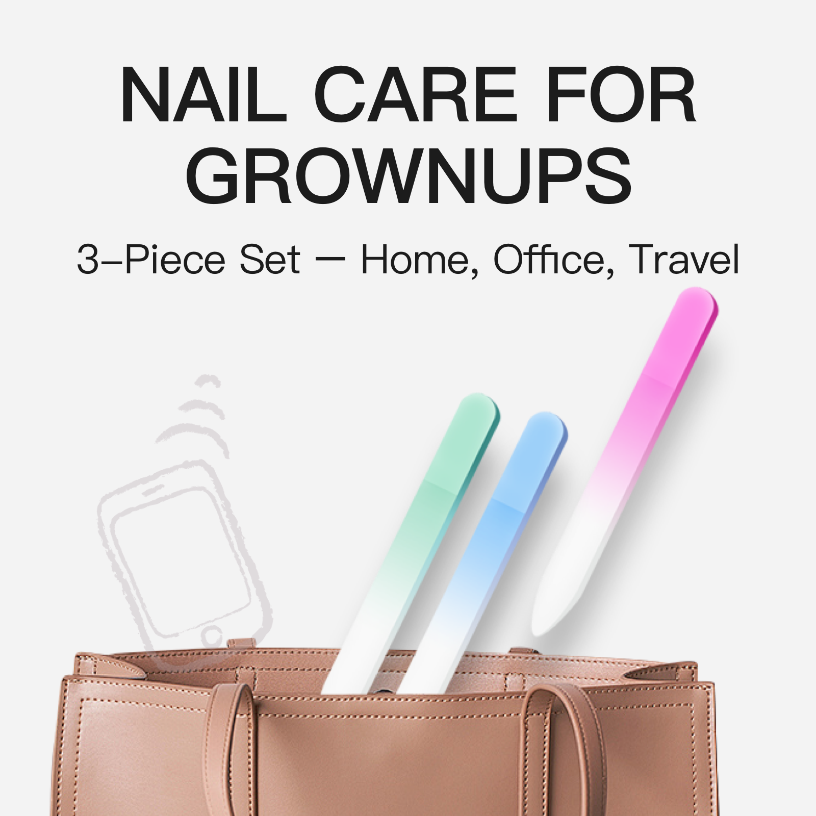 Gentle Glass Nail File for Natural Nails¨C Crystal Nano Filer, Smooth & Non-Damaging