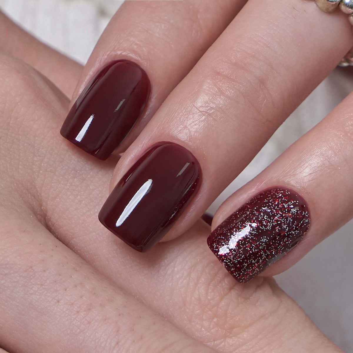 Burgundy Bling – S Squoval