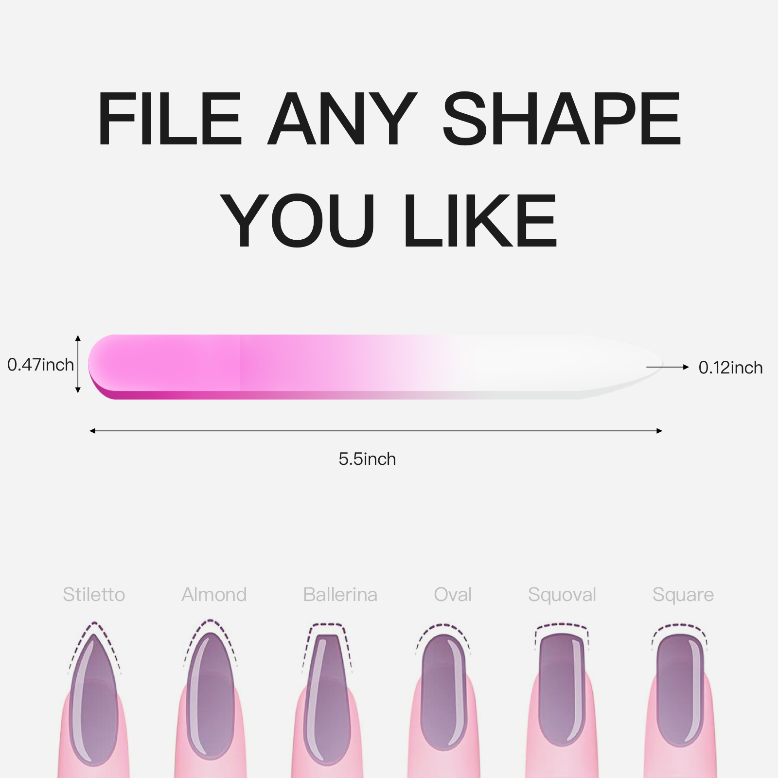 Gentle Glass Nail File for Natural Nails¨C Crystal Nano Filer, Smooth & Non-Damaging
