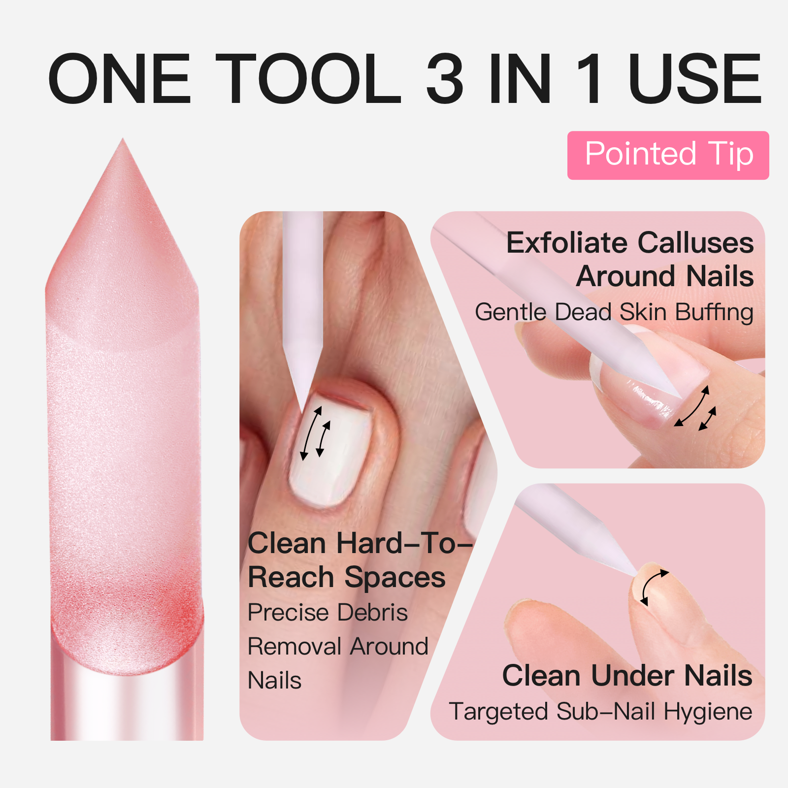 Glass Cuticle Pusher - Dual Ended Manicure Stick