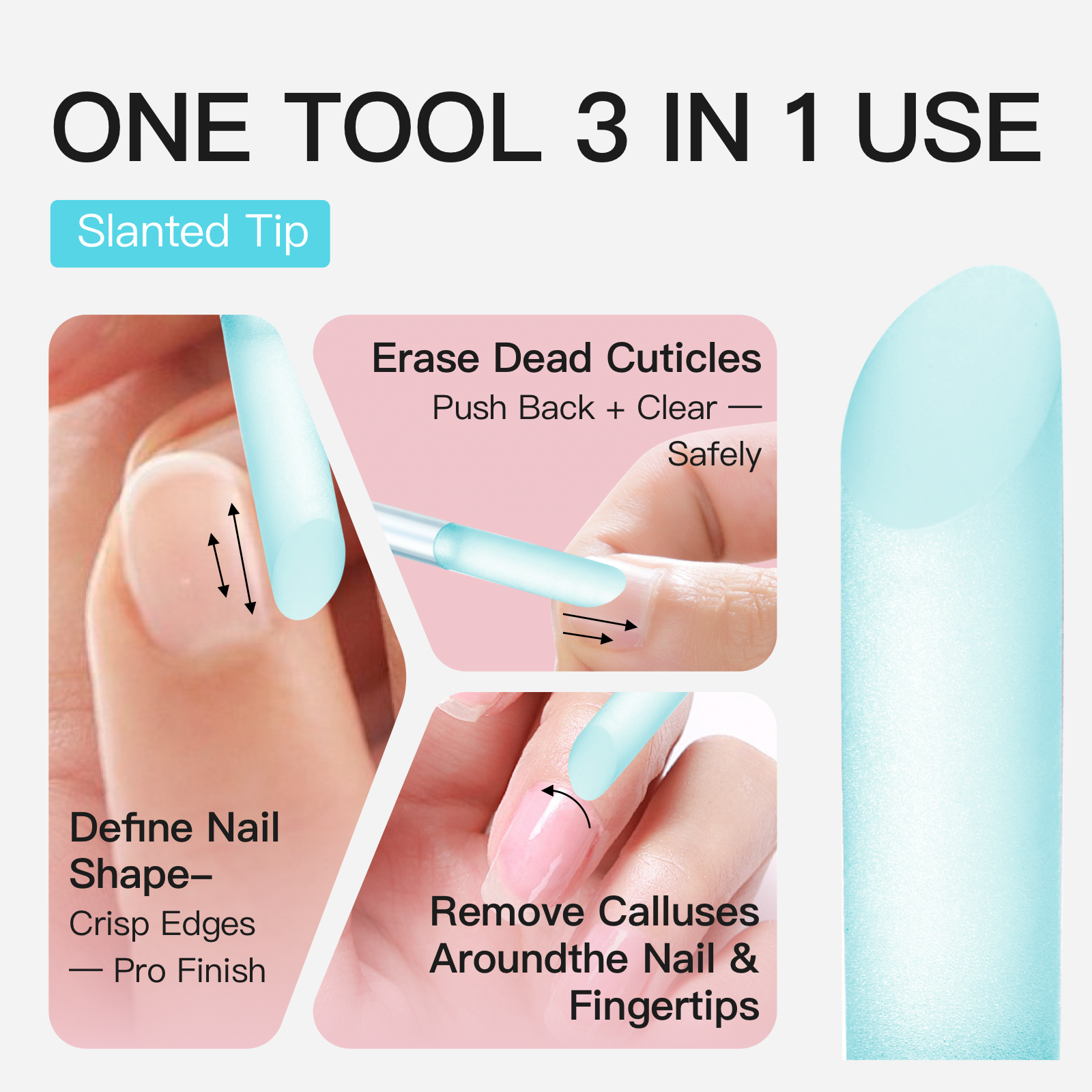 Glass Cuticle Pusher - Dual Ended Manicure Stick