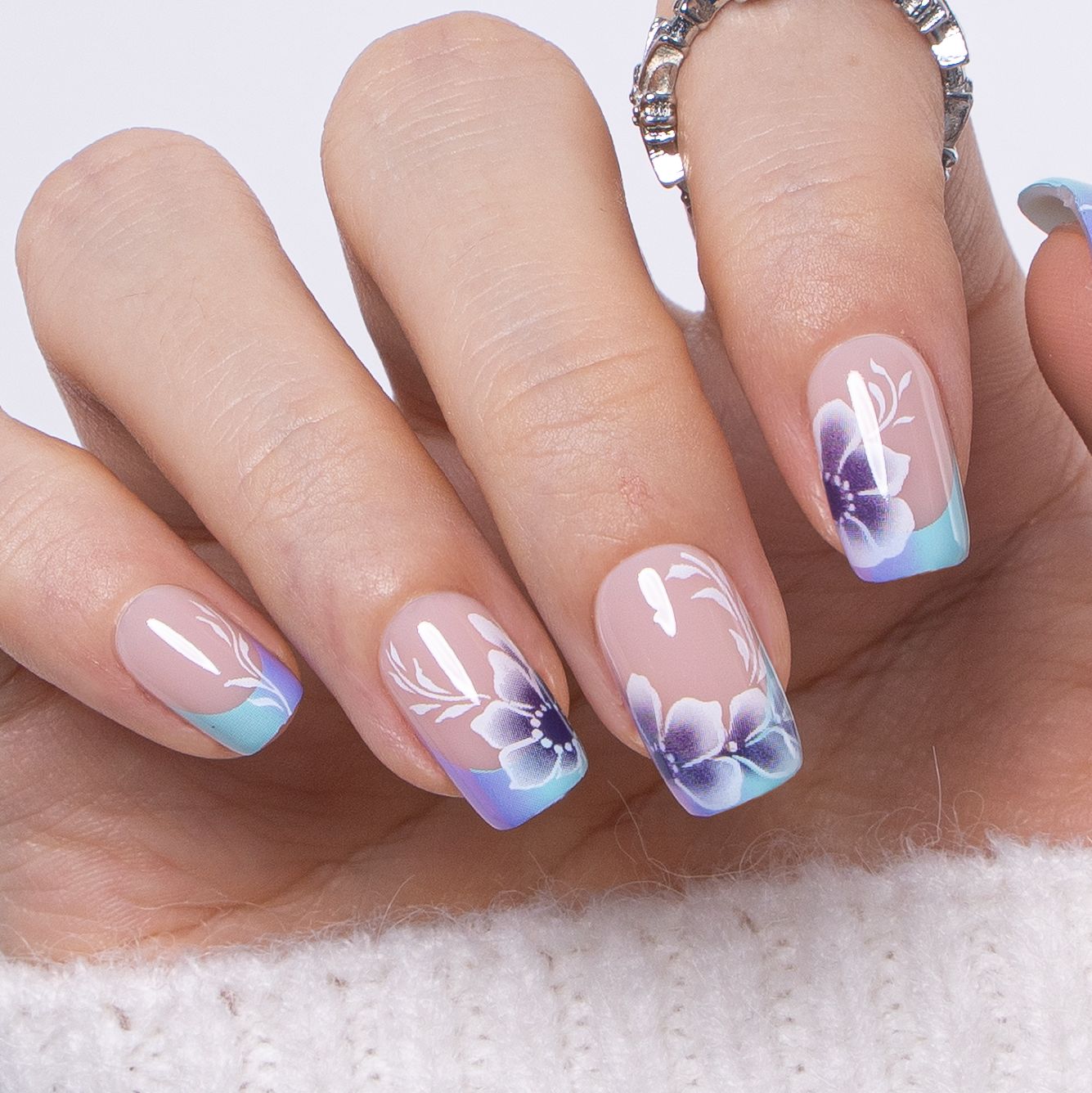 Purple Flourish – M Squoval