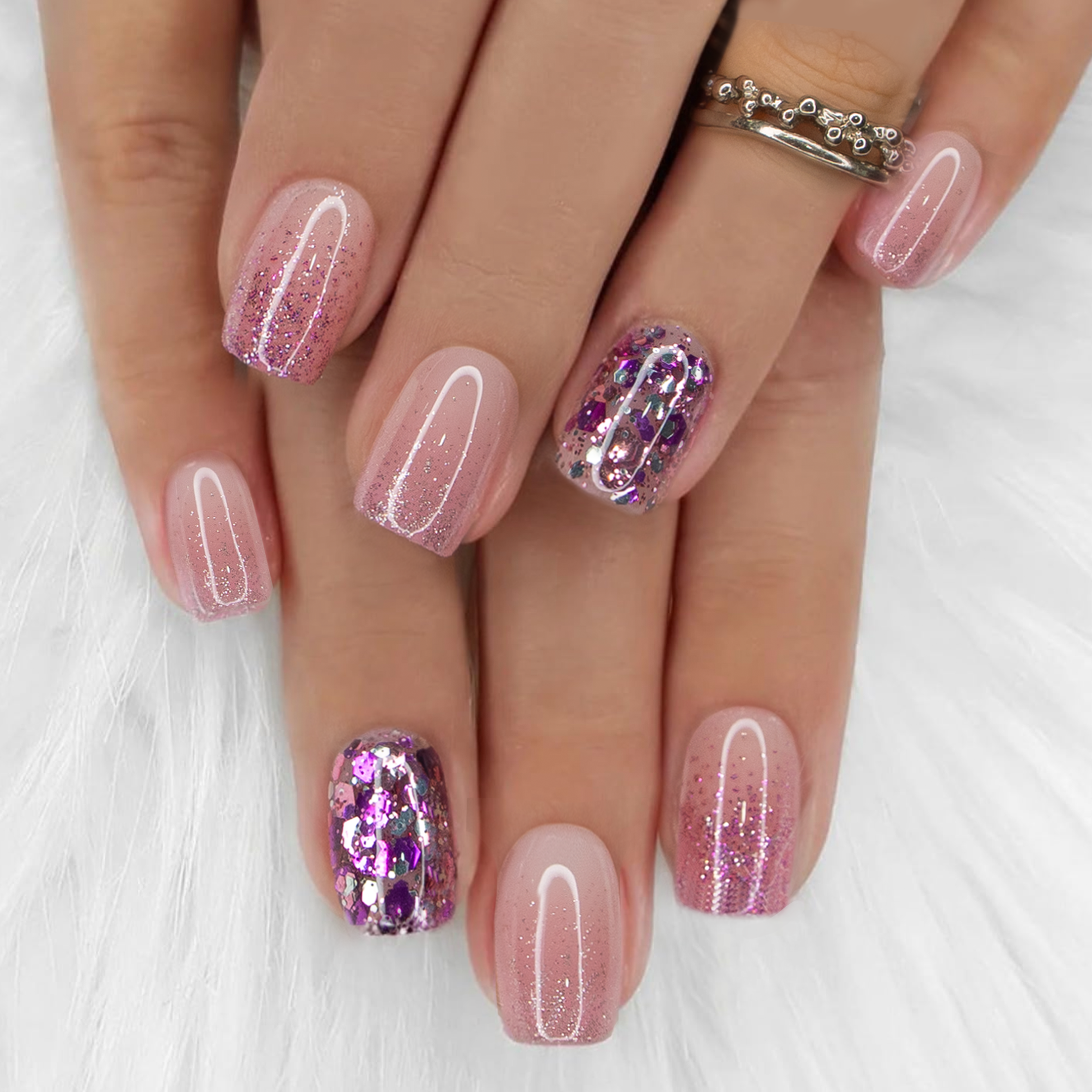 Blush Glitter – S Squoval
