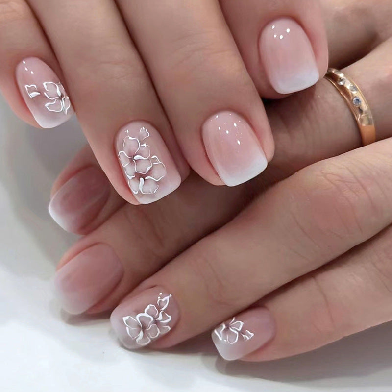 French Tips Glitter False Nail Short Almond Press on Nails for Nail Art  24pcs | eBay