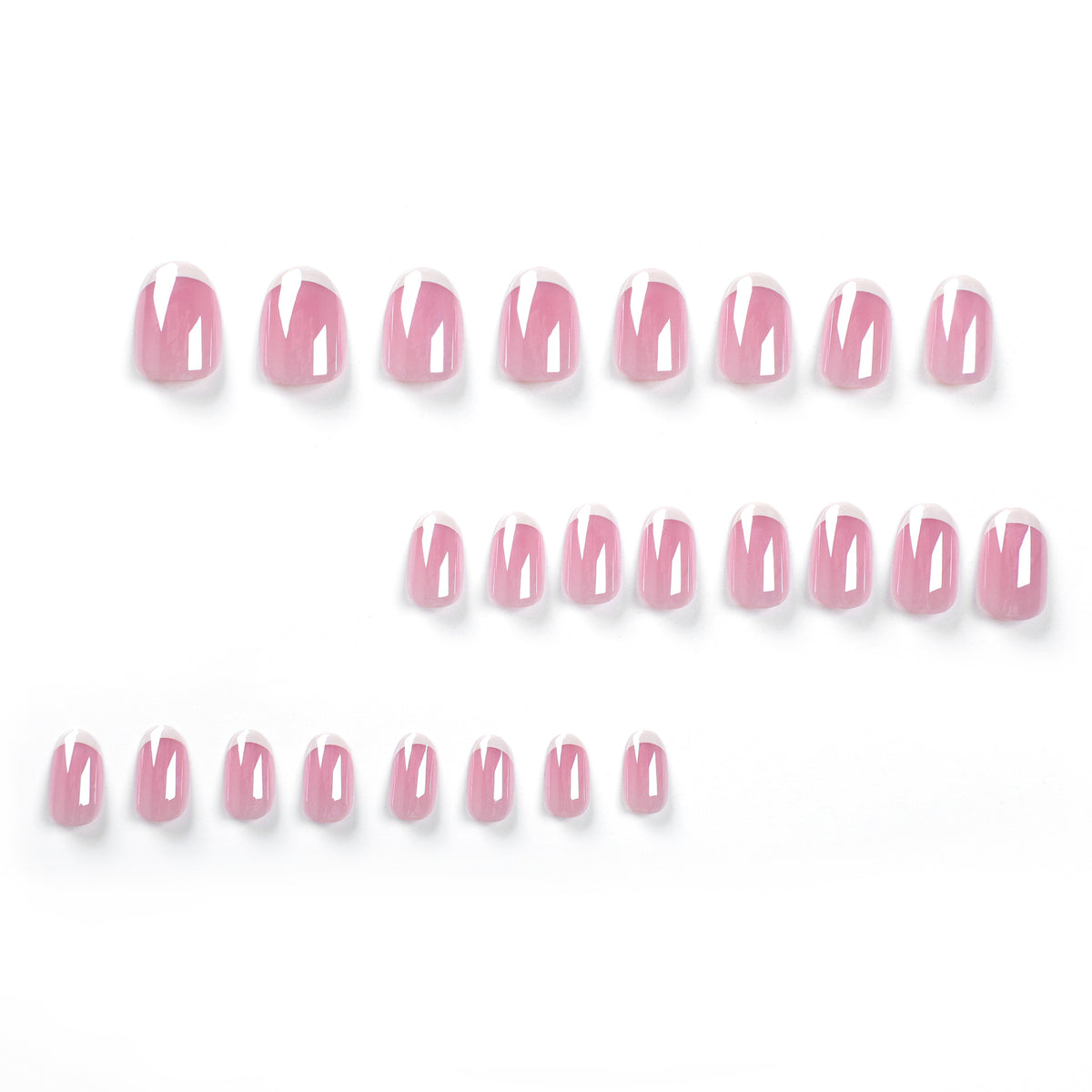 Nail Art Ideas Oval Pink French Medium Matte Press On Nails JP2704 ...