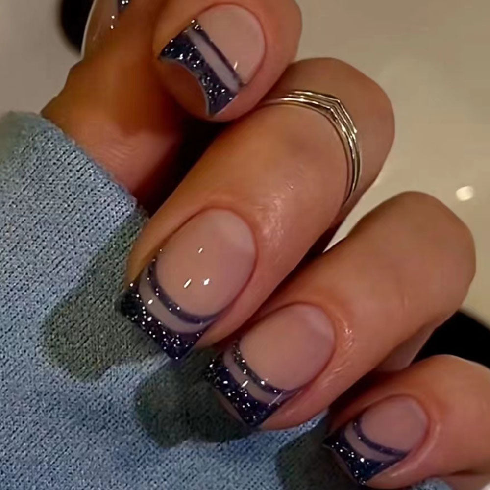 Nail Art Ideas Square Black French Medium Glossy Press On Nails CurvLife nail-art-ideas-square-black-french-medium-glossy-press-on-nails-curvlife