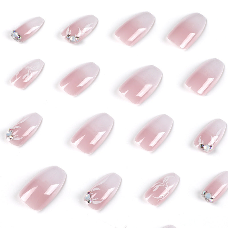 Nail Art Ideas Coffin Pink Ombre Medium Sheer Press On Nails – CurvLife