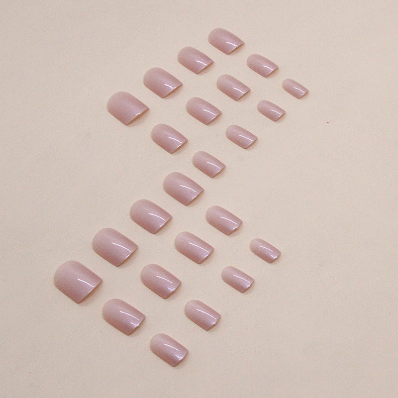 Nails Art Ideas Glossy Pink Short Solid Colors Square Press On Nails ...