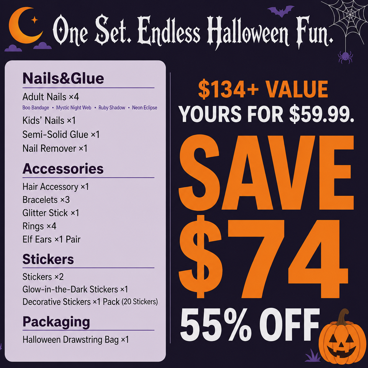 Halloween Press-On Nail Kit