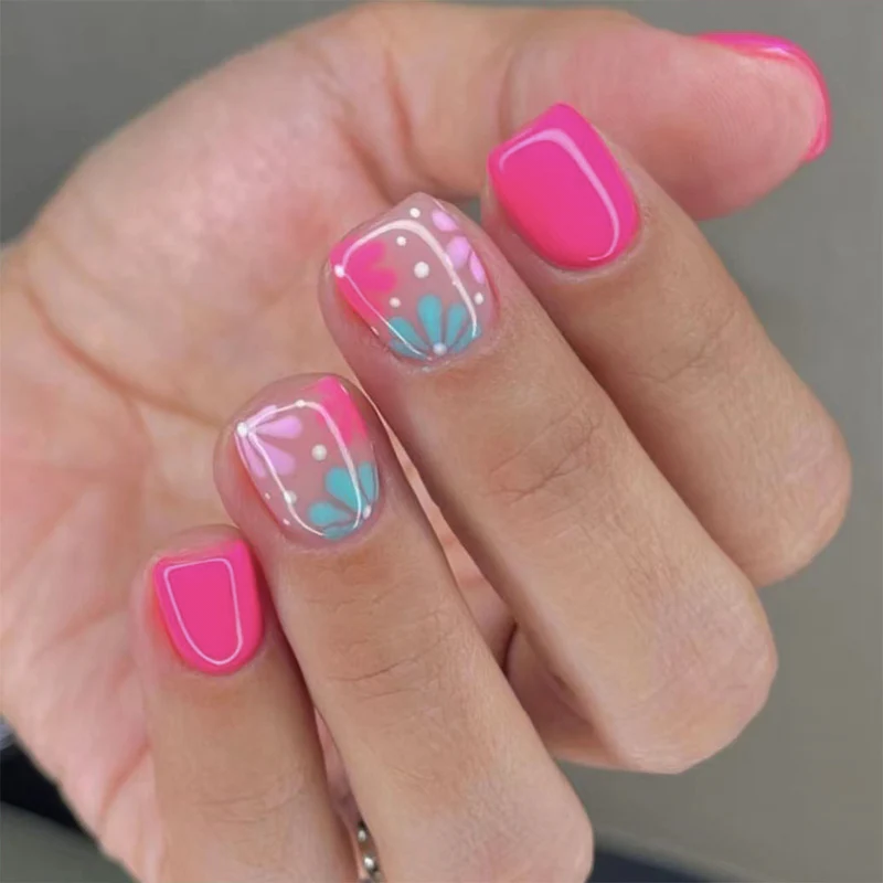 Floral Gel Short Nail Designs