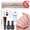 French Tips Kit – 150pcs CurvLife X-Pro Soft Gel Tips with Pre-Applied Primer, Matte & Glossy Top Coat, Solid Nail Glue Gel, UV LED Lamp, Nail File, Brush & Tools X004ETOZ5F-Kit
