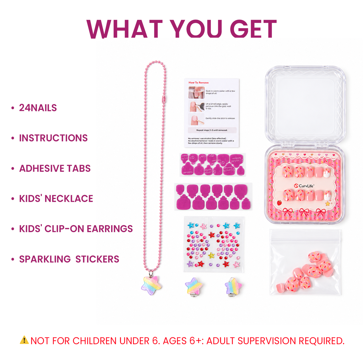 Kids Strawberry Sprinkle - Squoval