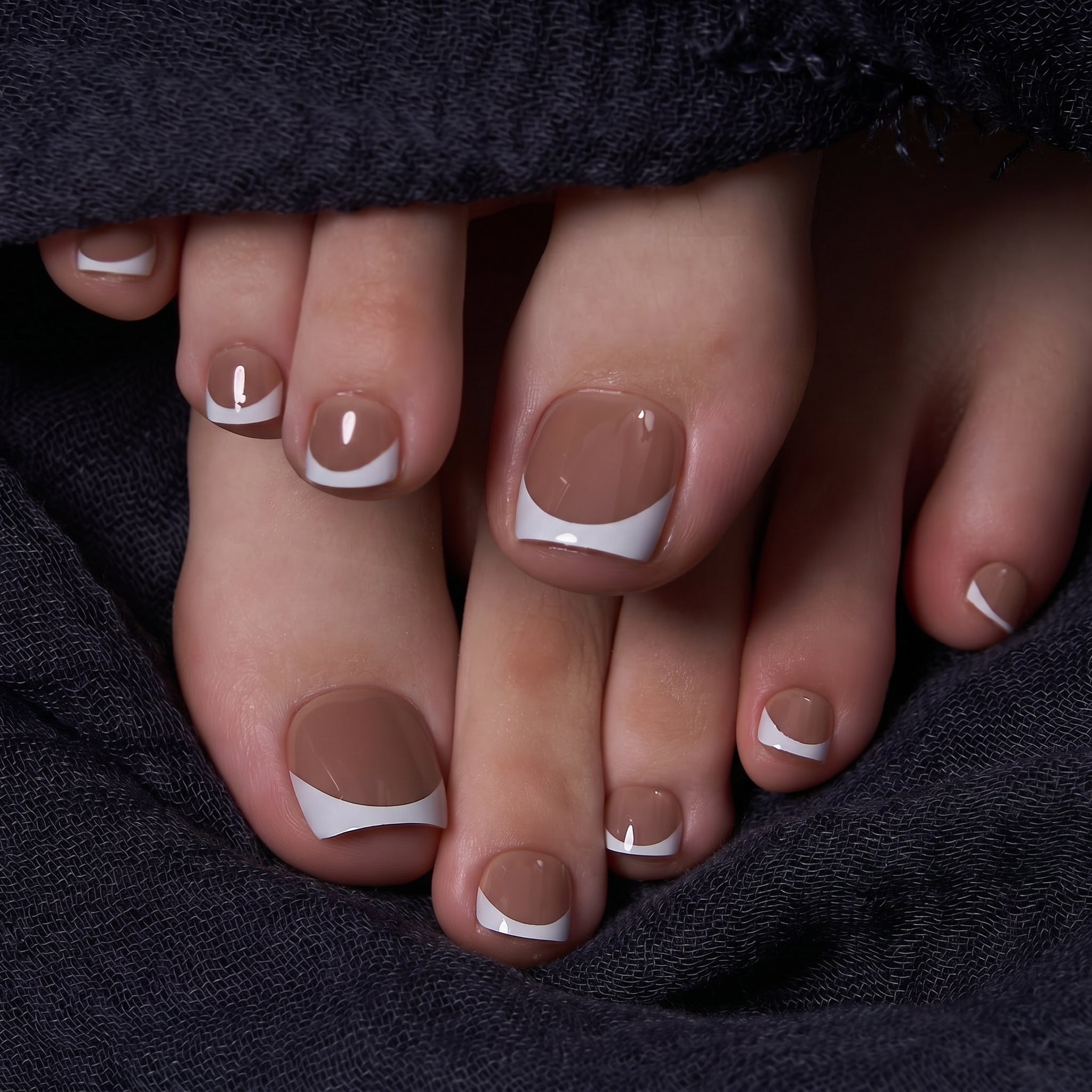 Latte French - Squoval Toenails