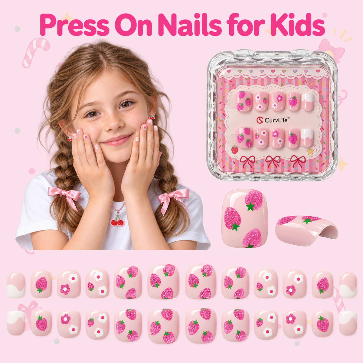 Kids Strawberry Fairy - Squoval