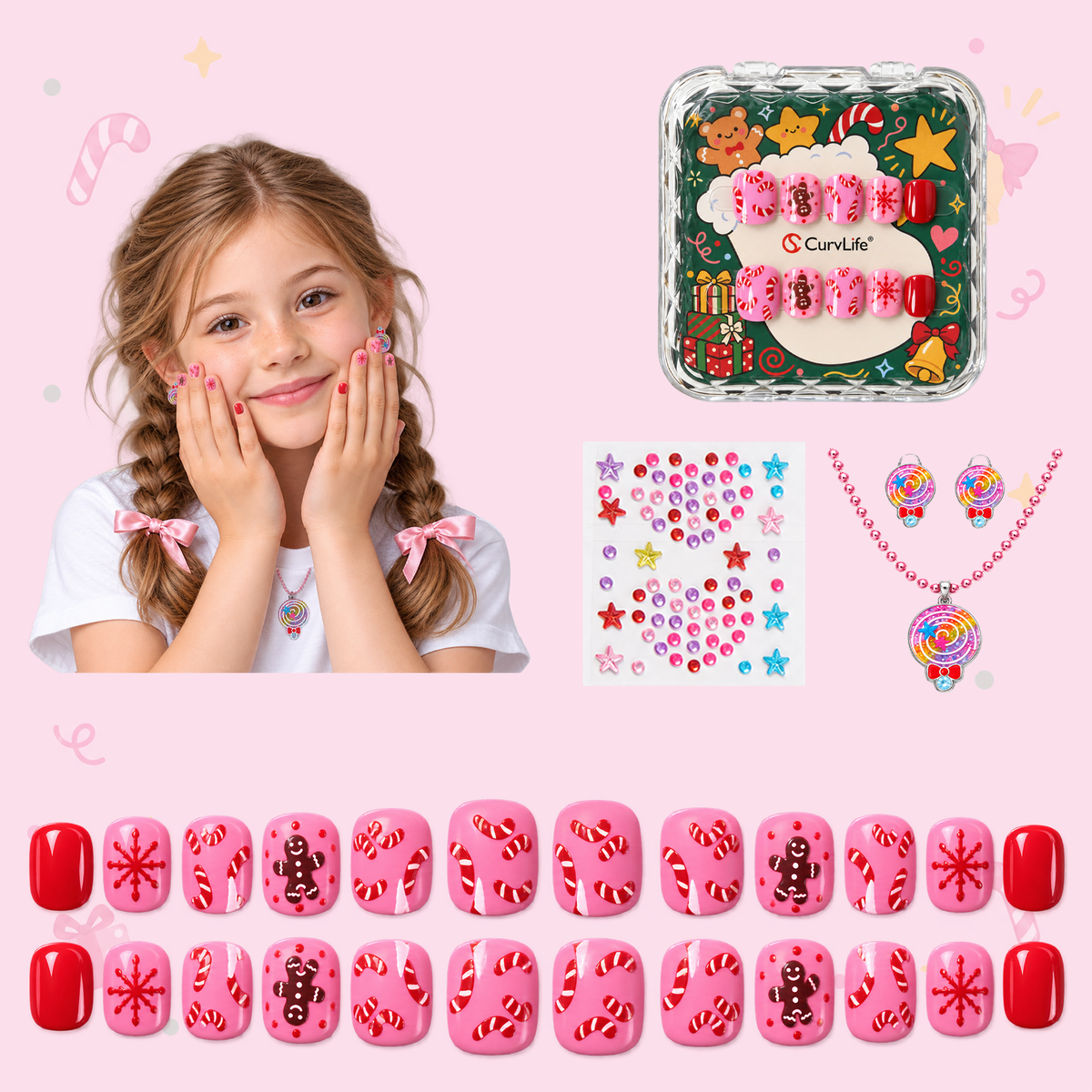 Kids Gingerbread Wishes - Squoval