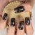 Ink Pattern Grid Press On Nail Tips Fake Nails Short Square Designed Nails Fake Nails Art Uv Gel Nails Salons At Home Glossy