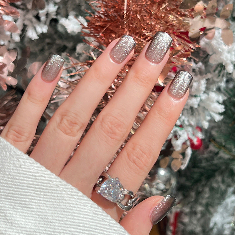 Nails Art Ideas Christmas Glitter Luxury Medium Silver Solid 