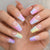 Short Shape Round Uv Gel Nails Glossy Fingernails Press On Nail Tips With Rainbow Pattern Daily Manicure Stars Pattern Fake Nail